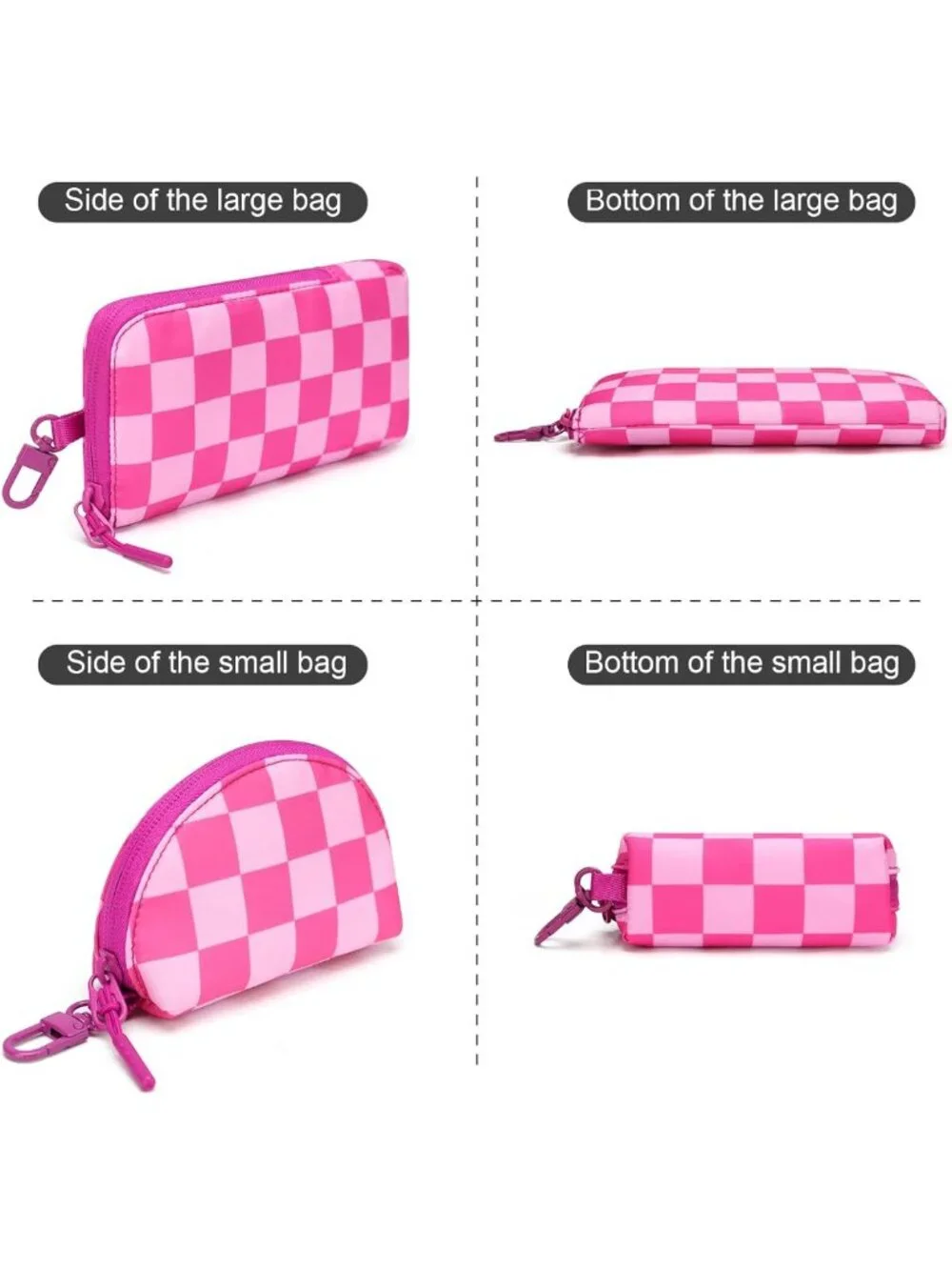 Stylish Checkered Dual Pouch Wristlet Wallet for Women - Fits Phone & Coin Purse